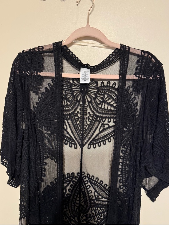 Unbranded Accessories - Black Soot Crochet Lace Kimono Lagan Look Beach Boho